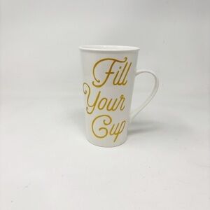 STARBUCKS "FILL YOUR CUP" Large 16 oz. Tall Coffee Tea Cup Mug 2016 White & Gold